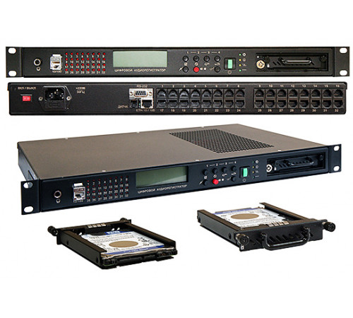 Автономный сетевой 32 канальный аудиорегистратор MDL2-32-19" 1U RACK (I)-1T-1024 для записи звука и телефонных разговоров