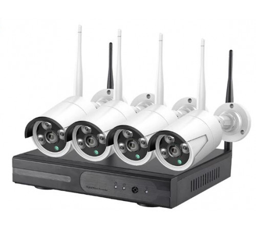 Комплект: WiFi IP видеорегистратор + 4 уличные WiFi камеры 2MP (1920x1080) с функцией ретрансляции.